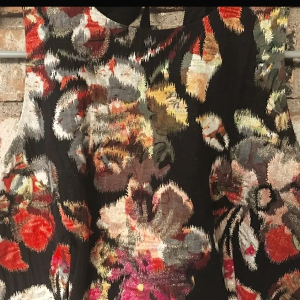 Anthropologie Leifsdottir Floral Metallic Brocade Midi Sleeveless Dress Sz 2